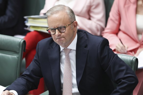 Prime Minister Anthony Albanese during Question Time at Parliament House in Canberra.