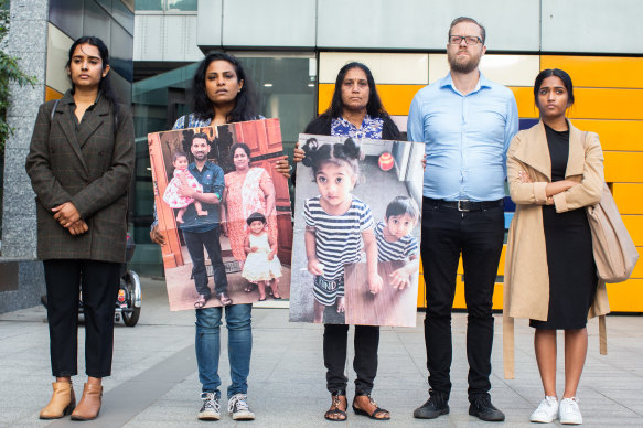 Supporters of the family outside the Federal Court in Melbourne on September 4.