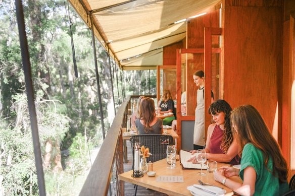 Dining in the treetops at Gunyah Restaurant.