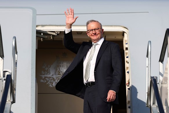 Prime Minister Anthony Albanese departs Rome on Monday for his flight to Singapore.