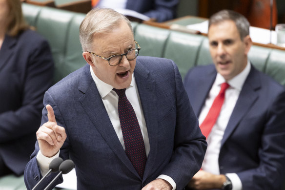 Prime Minister Anthony Albanese in question time today.