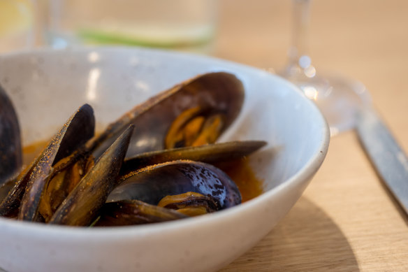 The go-to dish: Mussels in a warm tomato water.