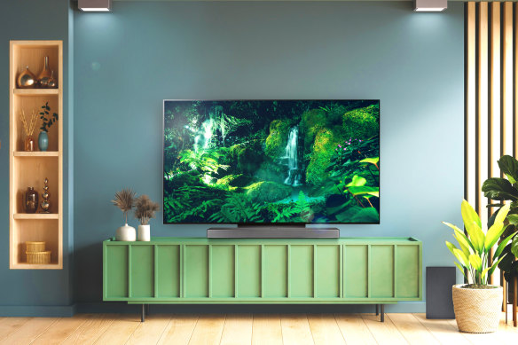 The LG C3 TV can be paired with a SC9S soundbar to become one single unit.