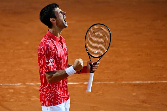 Novak Djokovic celebrates his win.