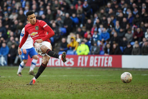 All over red rover: Mason Greenwood scores Manchester United's sixth goal against Tranmere Rovers.