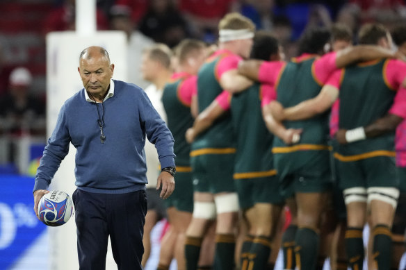 Eddie Jones was booed every time he appeared on the screen in Lyon.