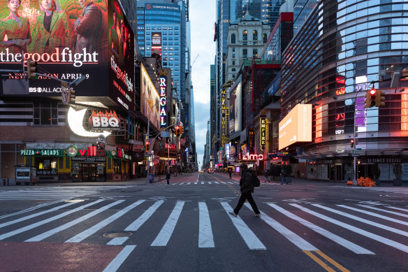 New York's normally bustling Times Square was emptied during the virus shutdown. 