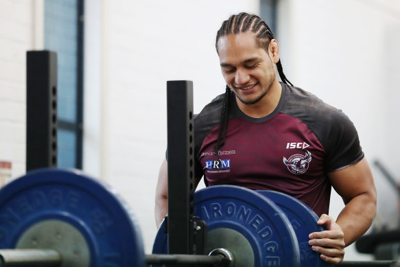 Back to business ... heavyweight Marty Taupau was back in the gym on Tuesday.