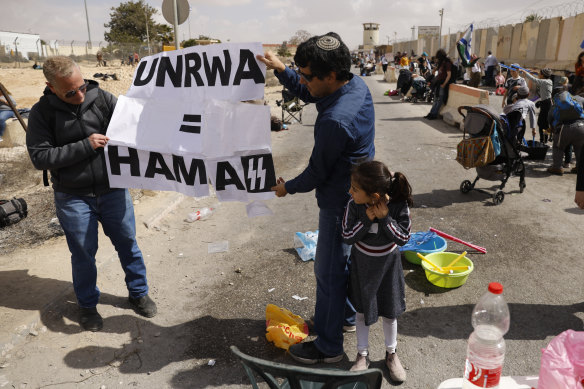 Protesters block humanitarian aid trucks destined for Gaza.