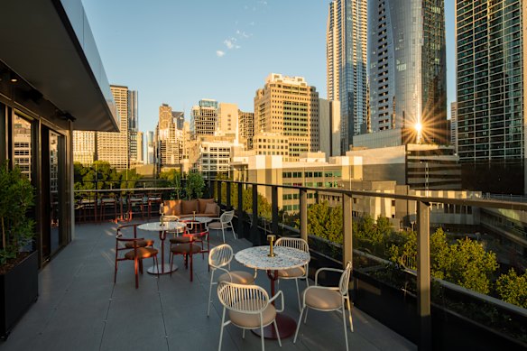 The outdoor terrace is a must at sunset.