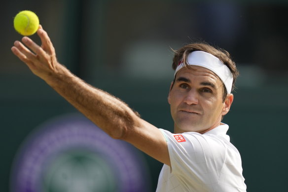 Roger Federer on the grasscourts of Wimbledon.