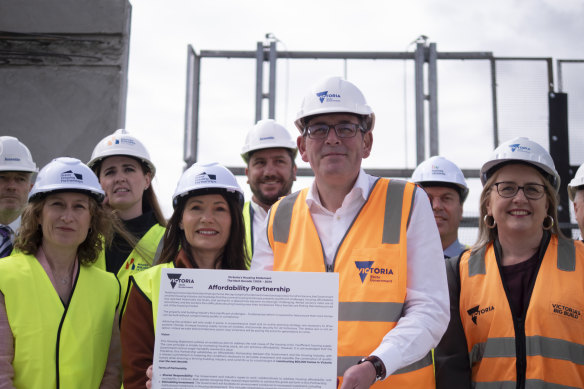 Then-premier Daniel Andrews released his housing policy last month and signed an “affordability pledge” with representatives from the property sector.