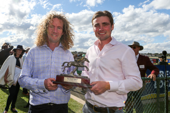 Ciaron Maher, left, and David Eustace have been charged with presenting one of their horses to the races with a diuretic in its system.