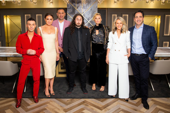 The contestants on The Celebrity Apprentice Australia, hosted by Lord Alan Sugar, include: singer Anthony Callea; personal trainer Michelle Bridges; comedian Rob Shehadie; comedian Ross Noble; fashion designer Camilla Franks; radio host Michael ‘Wippa’ Wipfli (with adviser Lorna Jane Clarkson, founder of Lorna Jane activewear, second from right)