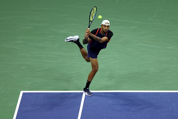 Kyrgios in action at Flushing Meadows. 