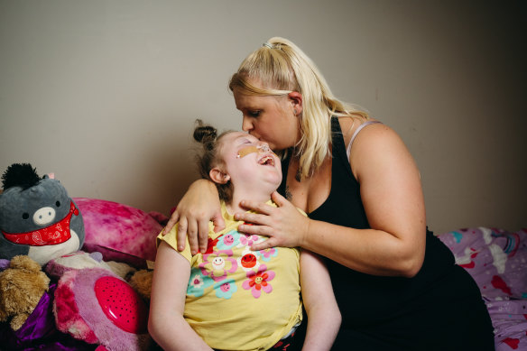 Ebony Williams with her mother Bobby at their home in Goulburn.