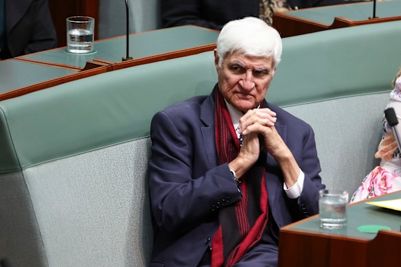 Bob Katter during question time at Parliament House in Canberra.