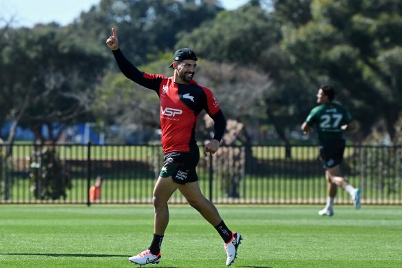 Rabbitohs star Cody Walker at training on Tuesday.