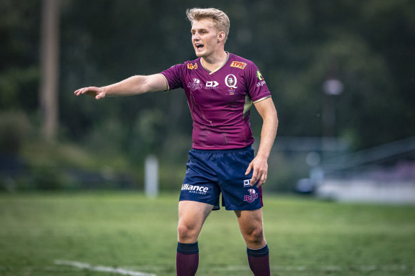 Tom Lynagh playing for the Queensland Reds in a trial against the Western Force.