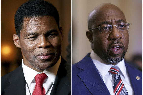 Herschel Walker and Democrat senator Raphael Warnock.