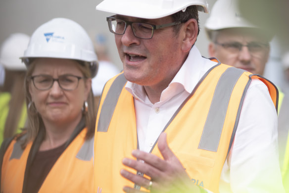 Then-premier Daniel Andrews, with then-deputy Jacinta Allan, releasing the housing statement in September last year.