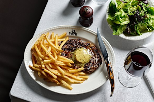 Steak frites with umami butter.