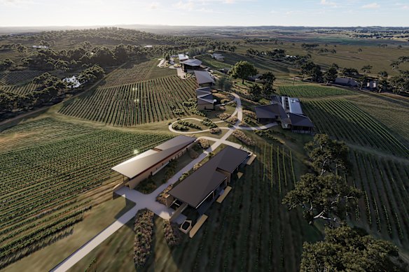 An artist’s impression of Laval, spread across the 67-hectare historic Lindeman’s Estate in Pokolbin in the Hunter Valley.