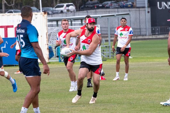 Aaron Woods during Monday’s joint Dragons-Waratahs training session.