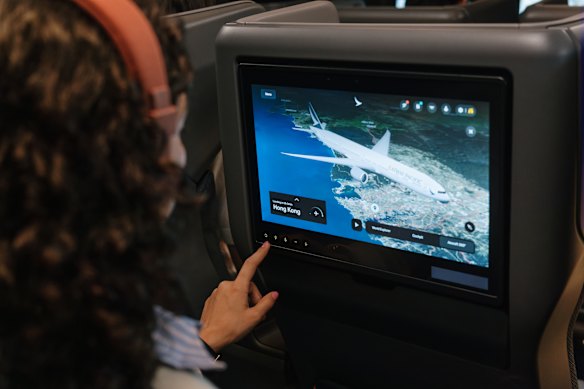 A vortex of entertainment options … Cathay’s award-winning in-flight entertainment. 