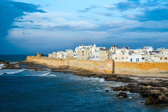 Essaouira, with its ancient ramparts protecting the city from the ocean, is a popular destination for visitors to Morocco. 