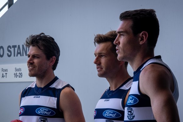 New Cats Isaac Smith, Shaun Higgins and Jeremy Cameron.