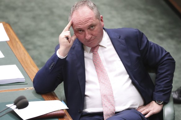 Re-elected Deputy Prime Minister Barnaby Joyce during question time on Thursday.