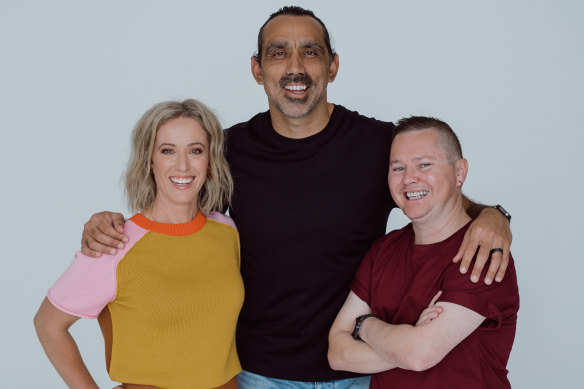 Ellie Laing, Adam Goodes and David Hardy, the team who produced Somebody’s Land: Welcome to Our Country.