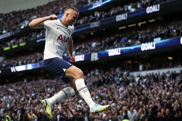 Tottenham’s Eric Dier celebrates after scoring.