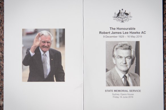The order of service for Bob Hawke's memorial service.