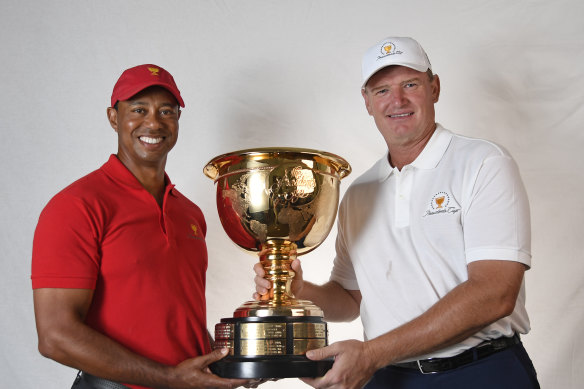 Presidents Cup captains Tiger Woods and Ernie Els.