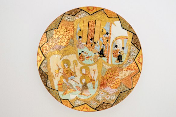 A kutani porcelain plate from the Meiji period, 1868-1912.