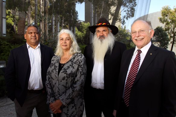 From left: Noel Pearson, Marcia Langton, Patrick Dodson and Mark Leibler meet to discuss the issue in 2011.