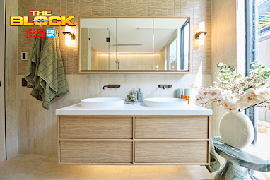 EMBARGO 16/8/2026 8:45PM THE BLOCK 2026: Adam and Jolene’s Family Bathroom