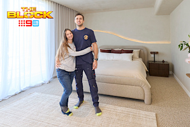 EMBARGO 23/8/2026 8:45PM The Block 2026 Week 3 Room Reveal Lisa and Rosco Main Bedroom and walk-in wardrobe