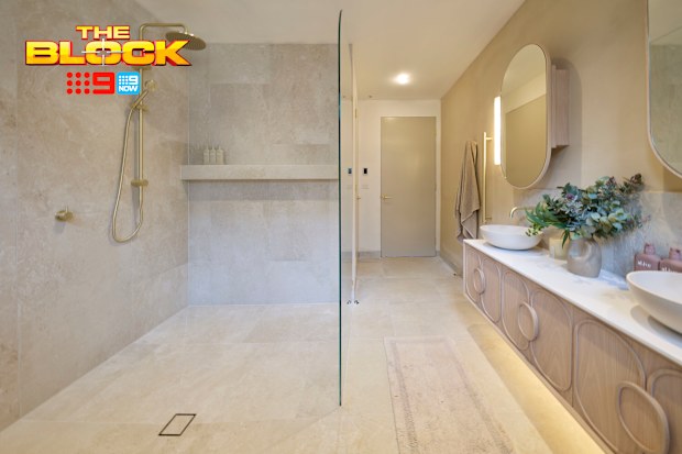The Block 2026 Room Reveals House 2 Main Bathroom Chantel and Wyatt