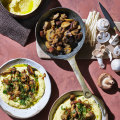 Autumn warmer: Braised mushrooms on a bed of creamy polenta.