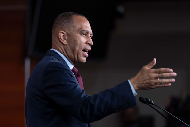 House Minority Leader Hakeem Jeffries, speaks to reporters after the House narrowly passed a resolution to halt US military action in Iran.