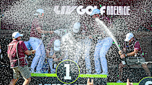 The all-Australian Ripper GC (Cameron Smith, Marc Leishman, Elvis Smylie and Lucas Herbert) celebrate winning the team’s competition of the 2026 LIV event in Adelaide.