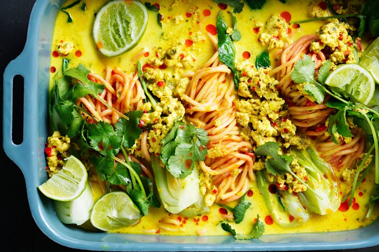 Adam Liaw’s quick chicken and coconut noodles.