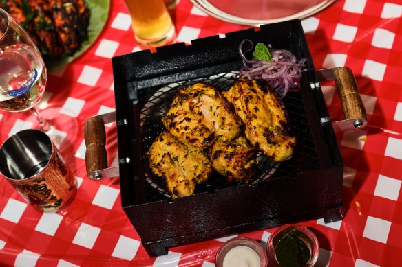 Whole or half tandoori chicken is cooked in a proper tandoor oven.