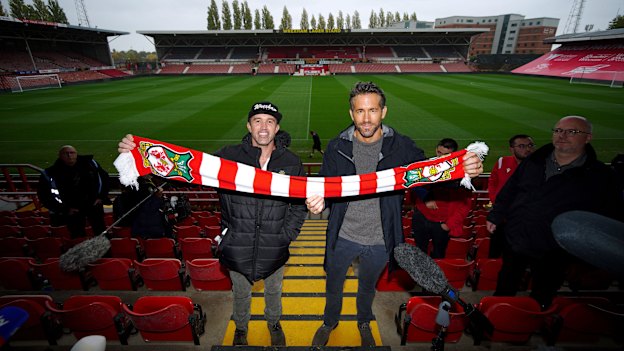Rob McElhenney (left) and Ryan Reynolds, who bought the Wrexham soccer team for $3.4 million in 2020.