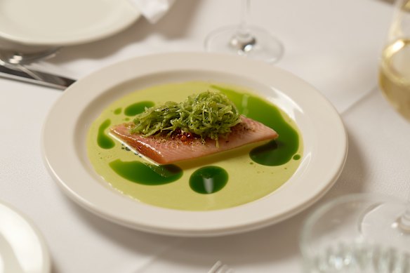 Rainbow trout, cabbage and lovage.