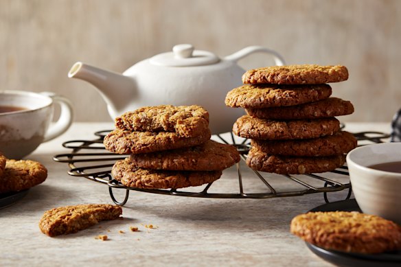 Toasted coconut and salt flakes give the classic Anzac biscuit a flavour boost.