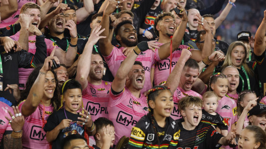 The Penrith Panthers celebrate their fourth straight grand final triumph. Would a rookie draft help equalise talent in the NRL and bring them back to the field.